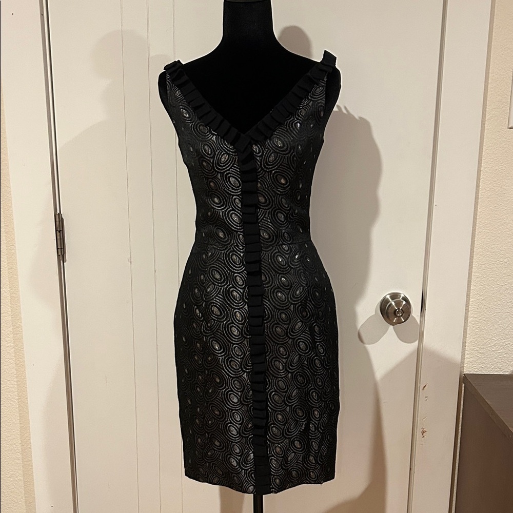 Elegant Black Textured Mini Dress
